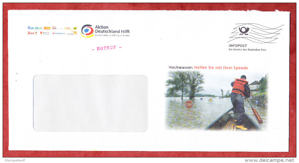 Infopost, Aktion Deutschland Hilft, Hochwasser, Frankierwelle (70282) - Maschinenstempel (EMA)