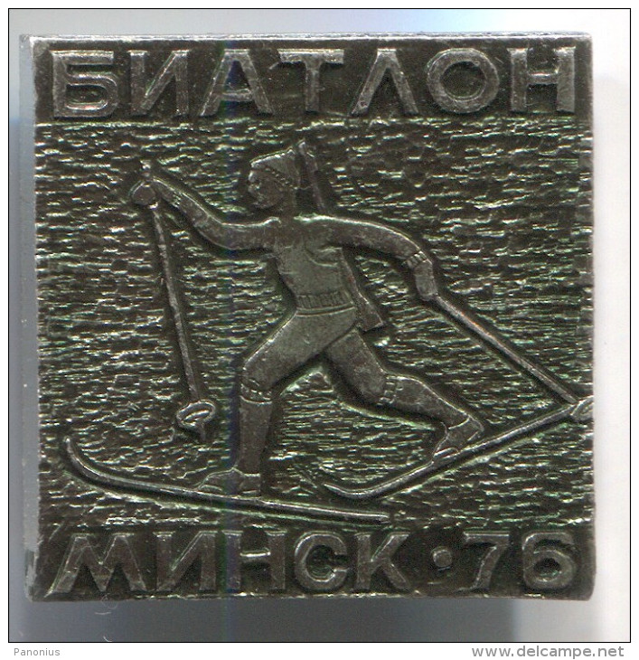 BIATHLON Minsk 1976. Soviet Union Russia, Vintage Pin, Badge - Biathlon