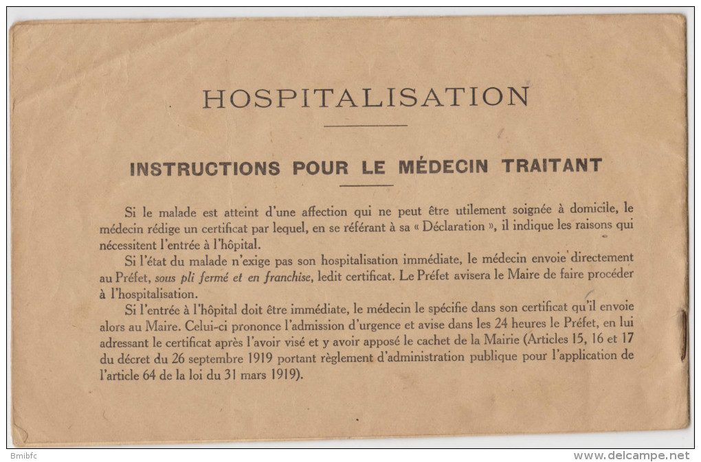 CARNET DE BONS DE VISITE République Française Soins Médicaux Aux Militaires Victimes De La Guerre - Documenti