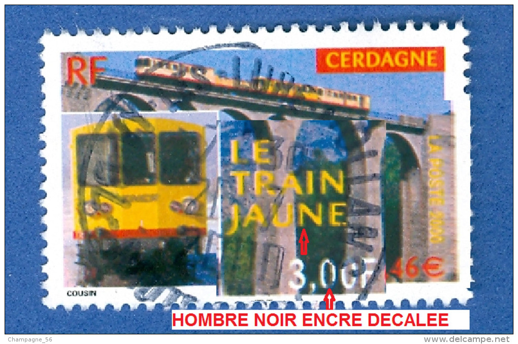 2000    N°  3338    LE TRAIN JAUNE DE CERDAGNE 21.7.2000  OBLITÉRÉ YVERT 0.50 € - Usados