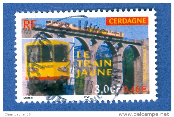 2000    N°  3338    LE TRAIN JAUNE DE CERDAGNE 21.7.2000  OBLITÉRÉ YVERT 0.50 € - Oblitérés