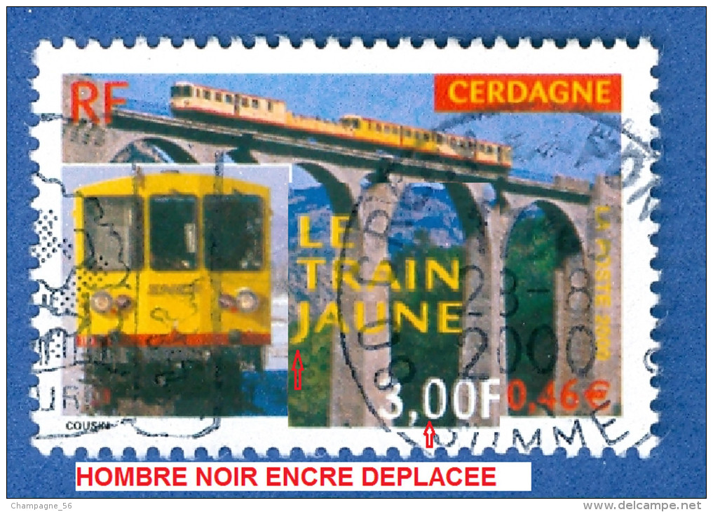 2000 N°  3338 LE TRAIN JAUNE DE CERDAGNE  28.8.2000  OBLITÉRÉ YVERT 0.50 € - Oblitérés
