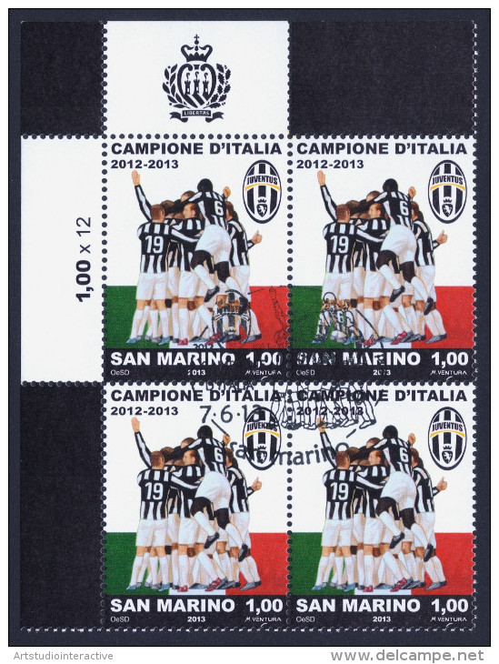 2013 SAN MARINO "JUVENTUS CAMPIONE D´ITALIA 2012/2013" QUARTINA ANNULLO PRIMO GIORNO - Used Stamps