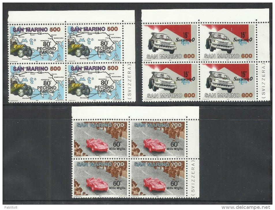 SAN MARINO 1987 GRANDI COMPETIZIONI AUTOMOBILISTICHE SERIE COMPLETA COMPLETE SE - Usados