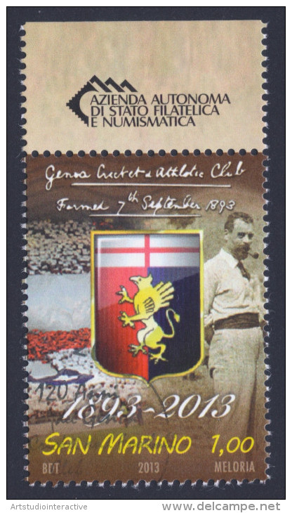 2013 SAN MARINO "120 ANNI DEL GENOA CALCIO" SINGOLO ANNULLO PRIMO GIORNO - Oblitérés