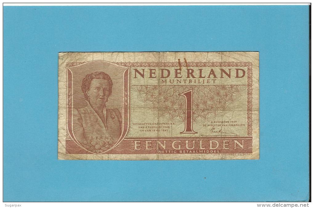 NETHERLANDS - 1 GULDEN - 08.08.1949 - Pick 72 - Queen Juliana - 2 Scans - 1 Gulden