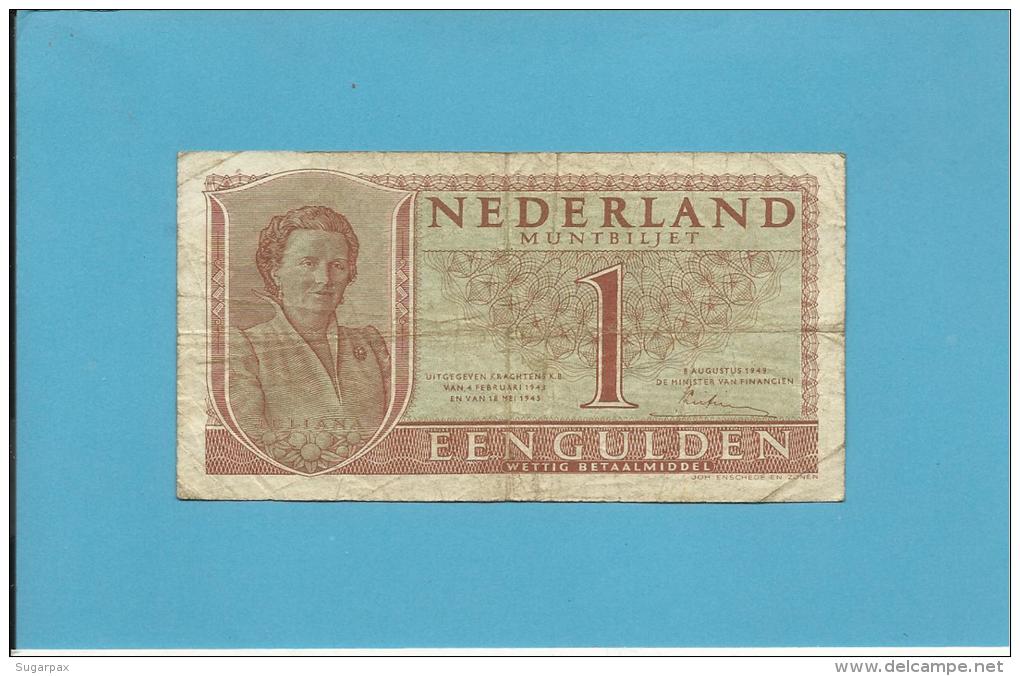 NETHERLANDS - 1 GULDEN - 08.08.1949 - Pick 72 - Queen Juliana - 2 Scans - 1 Gulde