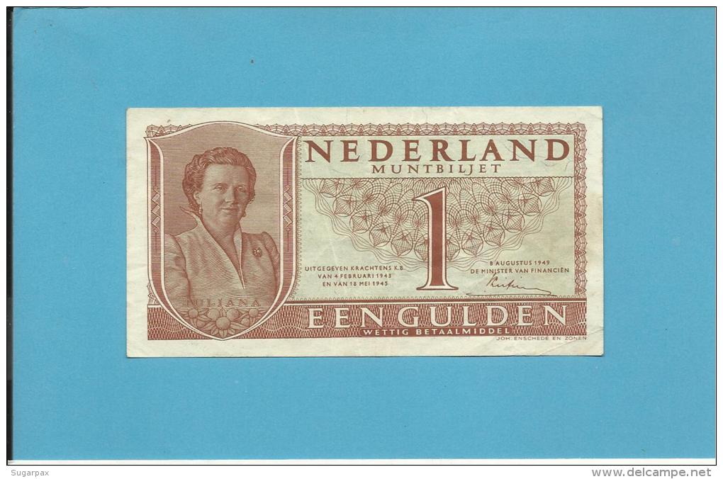 NETHERLANDS - 1 GULDEN - 08.08.1949 - Pick 72 - Queen Juliana - 2 Scans - 1 Gulde