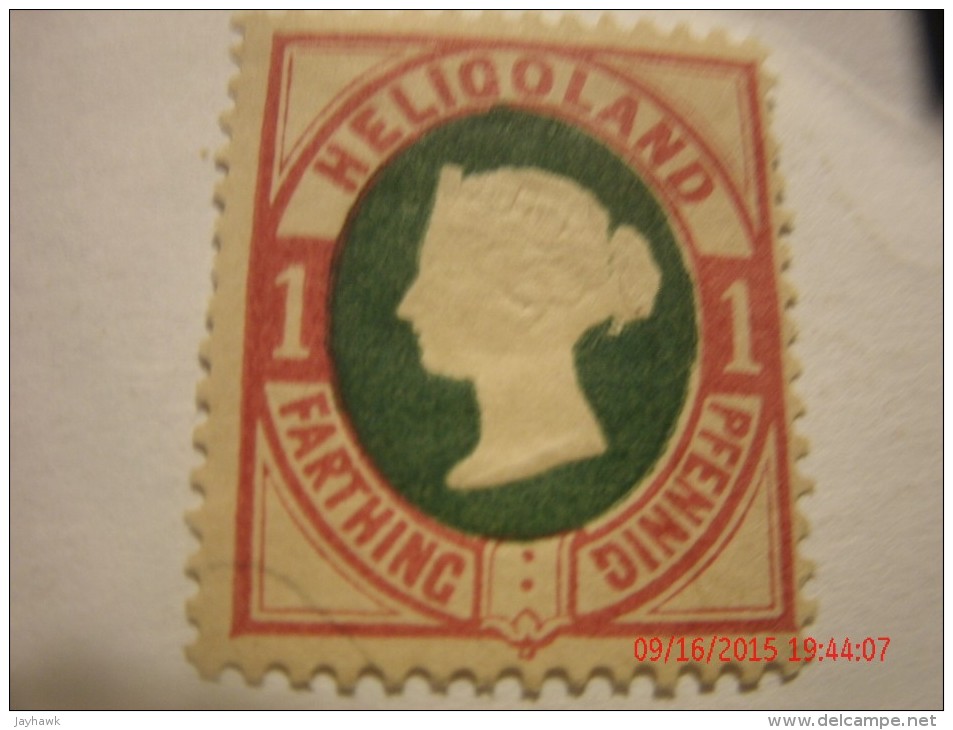 HELIGOLAND, MICHEL# 11, 1 PF, DARK ROSE & DARK GREEN, MINT NG - Helgoland