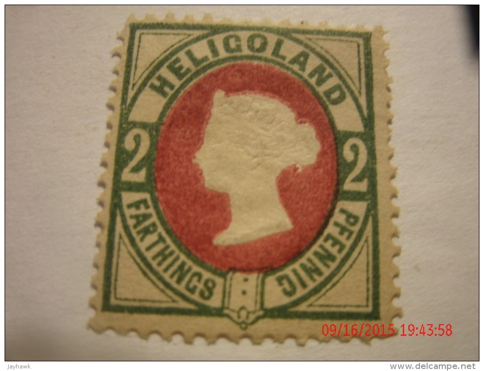 HELIGOLAND, MICHEL# 12, 2 PF, YELLOW GREEN & DARK ROSE, MINT NG - Heligoland