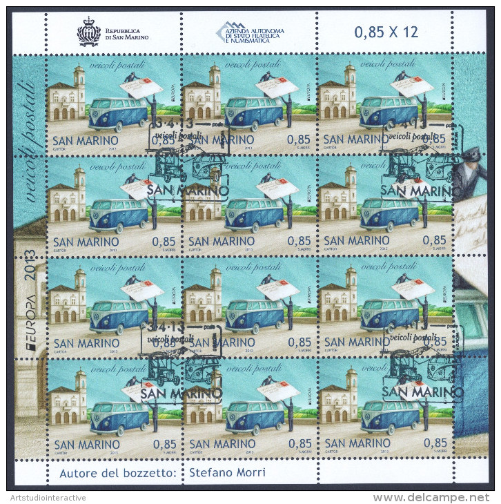 2013 SAN MARINO "EUROPA - VEICOLI POSTALI" MINIFOGLI (SERIE) ANNULLO PRIMO GIORNO - Used Stamps