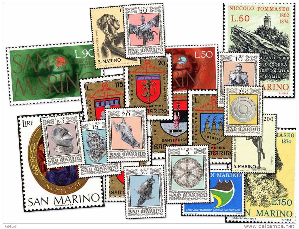 SAN MARINO 1974 ANNATA COMPLETA COMPLETE YEAR MNH - Volledig Jaar