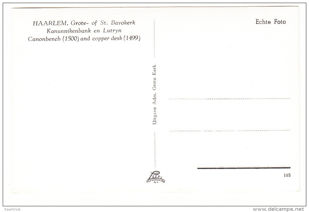 Haarlem: KANUNNIKENBANK En Lutryn (Canonbench & Copper Desk) - Grote- Of St. Bavokerk   - Noord-Holland/Nederland - Haarlem
