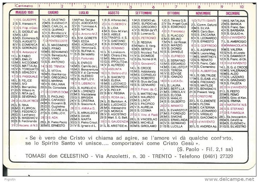 CAL188 - CALENDARIETTO 1981 - TOMASI DON CELESTINO - TRENTO - Formato Piccolo : 1981-90