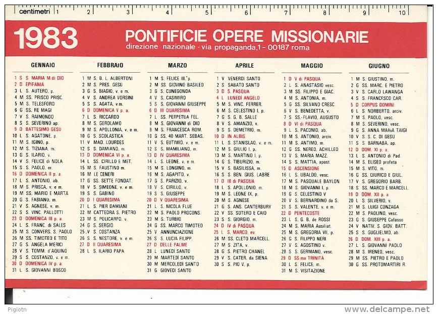 CAL203 - CALENDARIETTO 1983 - PONTIFICIE OPERE MISSIONARIE - Formato Piccolo : 1981-90