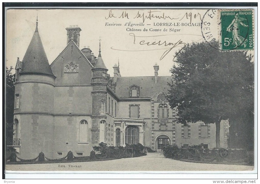 CPA - 77 - LORREZ-LE -BOCAGE - Environs D'Egreville - Chateau Du Comte De Ségur -   Très Bon état - - Autres & Non Classés