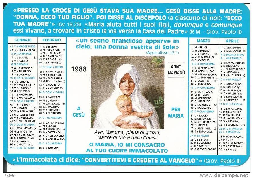 CAL219 - CALENDARIETTO 1988 - GIOVENTU' ARDENTE MARIANA - Formato Piccolo : 1981-90