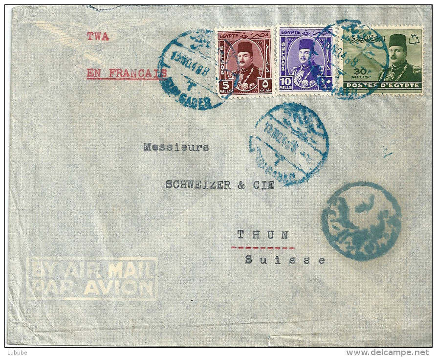 Airmail Brief   Sidi Gaber - Thun           1948 - Cartas & Documentos