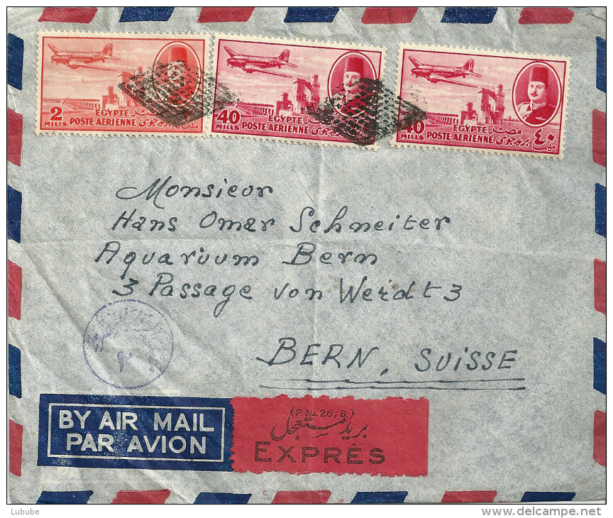 Airmail Express Brief   Heliopolis - Bern           1948 - Cartas & Documentos
