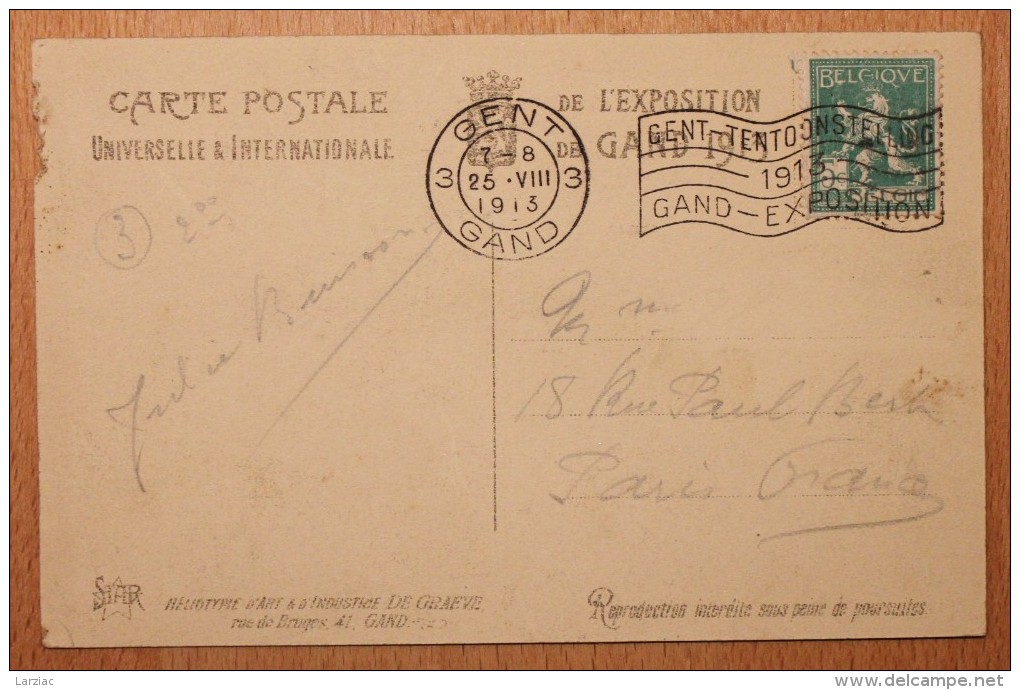 Carte Postale Exposition Universelle De Gand 1913 Affranchie Oblitération Flamme - Vlagstempels