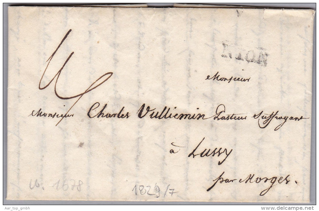 Heimat VD NYON 1829-08-07 Vorphila Brief Nach Lussy - ...-1845 Prephilately