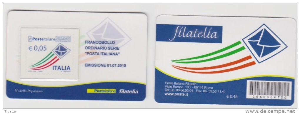2010 - ITALIA -  3  TESSERE  FILATELICHE   "ORDINARIO POSTA ITALIANA" - Philatelistische Karten