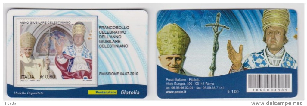 2010 - ITALIA -  TESSERA  FILATELICA   "ANNO GIUBILARE CELESTINIANO" - Philatelistische Karten