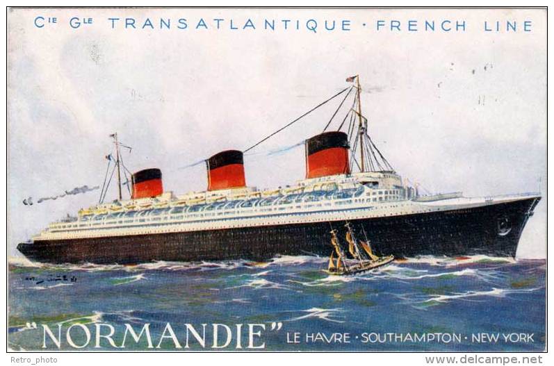 Bâteau, Paquebot « Normandie », Cie Gle Transatlantique French Line ( Le Havre, Southampton, New-York ) - Advertising