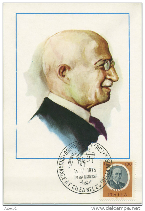 ITALIA - FDC MAXIMUM CARD 1975 - FRANCESCO CILEA - COMPOSITORE - MUSICA - ANNULLO PALMI - Cartas Máxima