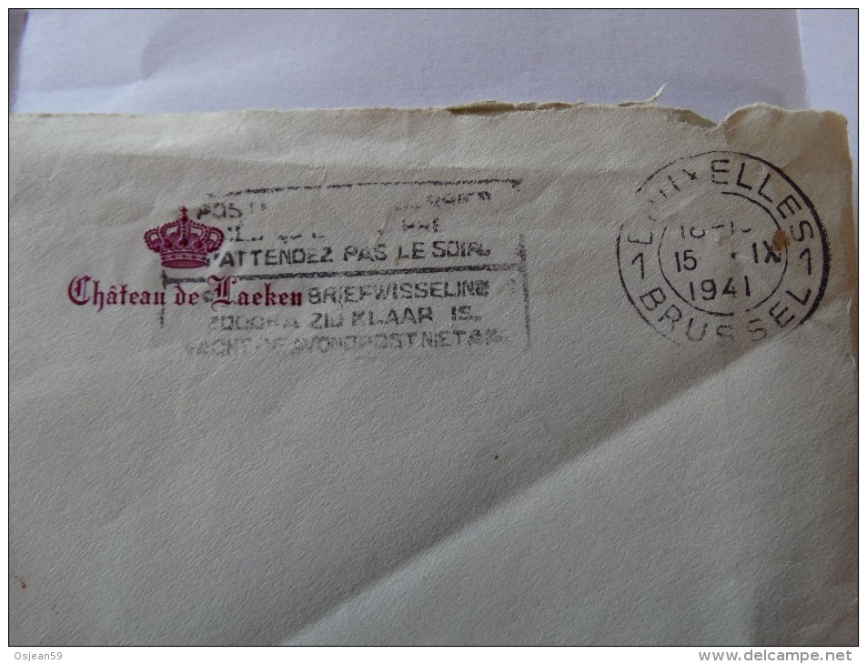Enveloppe Du Château De Laeken Datée Du 15/09/1941 - Briefe