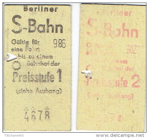 Zwei Fahrkarten Berliner S-bahn Preisstufe 1 Und 2 -  2 Tickets Métro Berlin - Europa