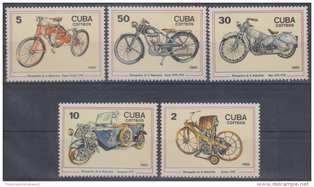 1985.12- * CUBA 1985. MNH. HISTORIA DE LA MOTOCLETA. MOTORCICLE. DAIMLER. - Ongebruikt