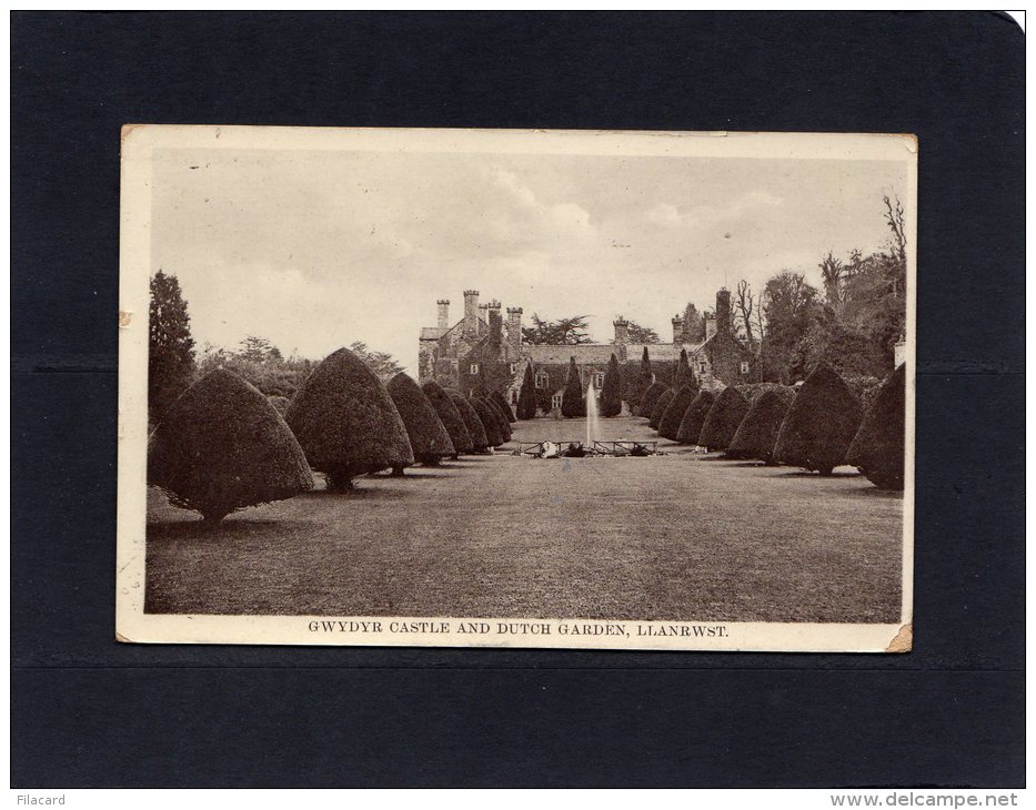 50664     Regno  Unito,   Galles,  Gwydyr Castle And  Dutch Garden,  Llanrwst,  VG  1917 - Altri & Non Classificati