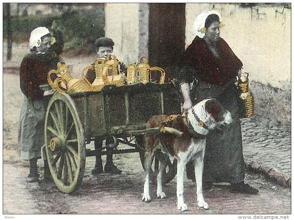 MARCHANDE ( Laitiere ) Et ATTELAGE De CHIEN - HONDENKAR & Melkmeisje - Dog Drawn Cart & Milk-maid        B51 - Marchés