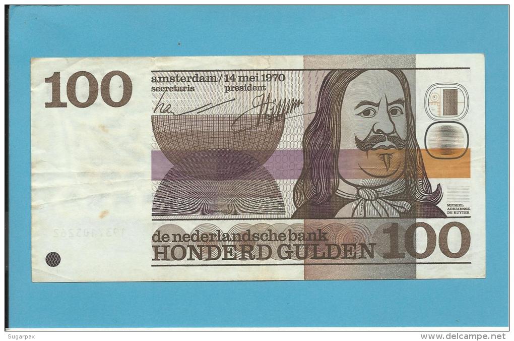 NETHERLANDS -  100 GULDEN - 14.05.1970 - Pick 93 - MICHIEL ADRIAENSZ DE RUYTER - 2 Scans - 100 Gulden