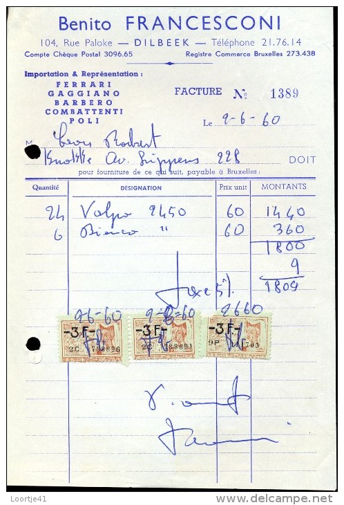 Facture Faktuur - Benito Francesconi - Dilbeek 1960 - Alimentaire