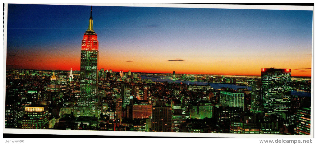 New York Panoramic Postcard, Empire State Building Sunset - Mehransichten, Panoramakarten