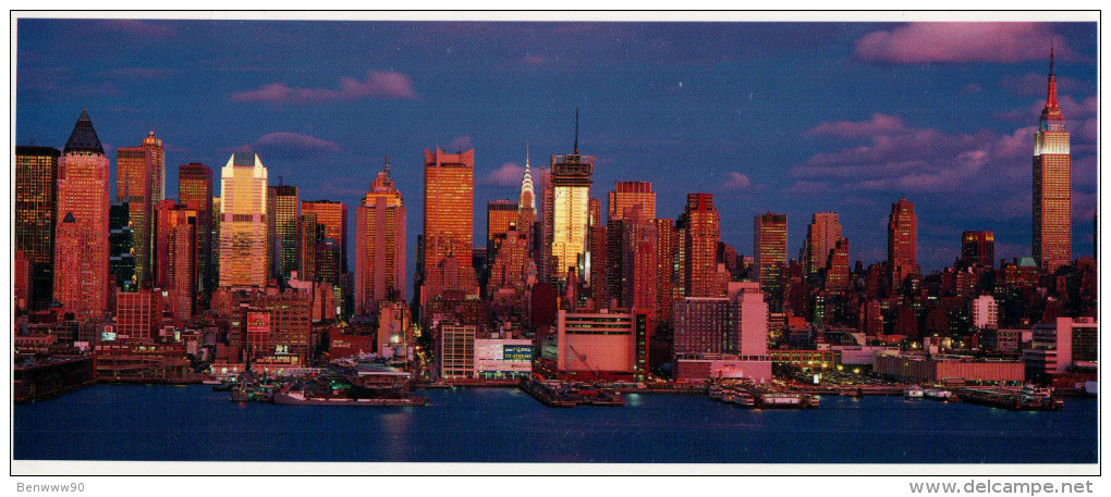 New York Panoramic Postcard, Midtown Skyline And Hudson River - Mehransichten, Panoramakarten