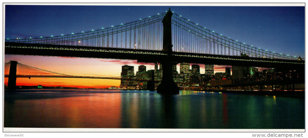 New York Panoramic Postcard, Sunset Over The East River - Panoramic Views