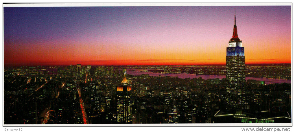 New York Panoramic Postcard, Sunset With The Empire State Building - Mehransichten, Panoramakarten