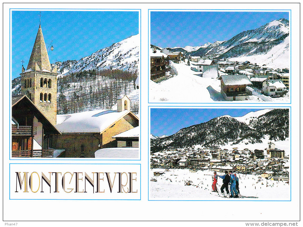 MONTGENEVRE (05-Hautes-Alpes), Eglise, Village, Skieurs, Ed. Des Alpes - Autres & Non Classés