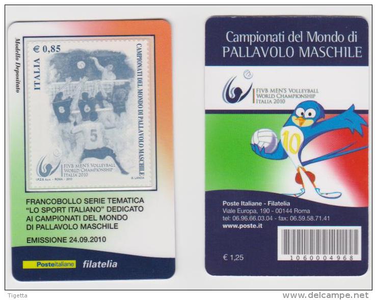 2010 - ITALIA -   TESSERA  FILATELICA   "CAMPIONATI DEL MONDO DI PALLAVOLO MASCHILE" - Cartes Philatéliques