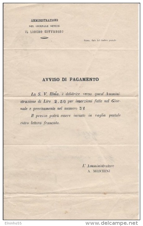 1868 Regno Cifra Vittorio Emanuele II - Siena Per Radda Giornale Quotidiano Il Libero Cittadino - Storia Postale