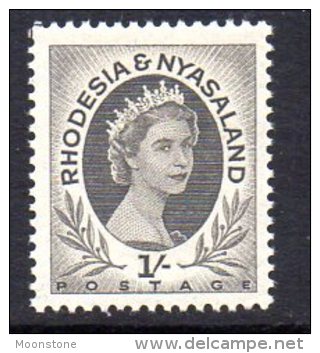 Rhodesia & Nyasaland 1954 Definitive 1/- Value, Hinged Mint - Rhodésie & Nyasaland (1954-1963)