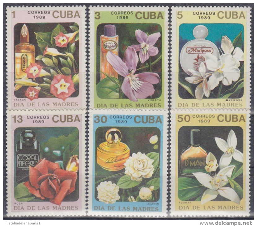 1989.6- * CUBA 1989. MNH. FLORES Y PERFUMES. FLOWERS &amp; PERFUM. COMPLETE SET. - Neufs