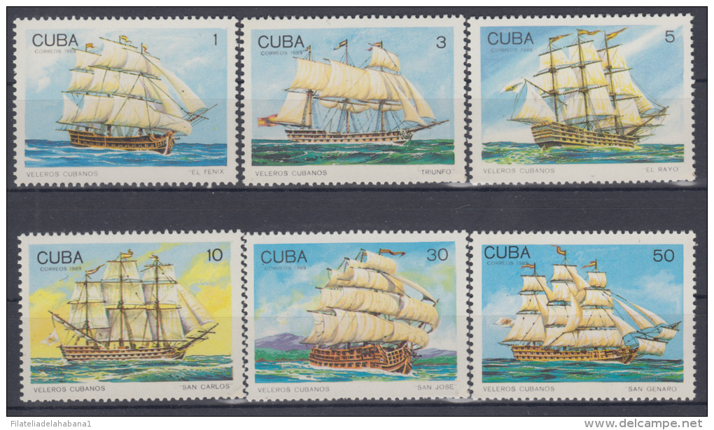 1989.13- * CUBA 1989. MNH. BARCOS ANTIGUOS. OLD SHIP. COMPLETE SET - Ongebruikt