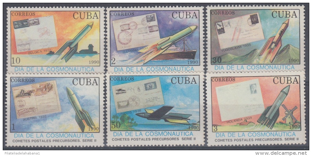 1990.16- * CUBA 1990. MNH. HISTORIA POSTAL. COHETE POSTAL. POSTAL ROCKET. POSTAL HISTORY. COMPLETE SET. - Unused Stamps