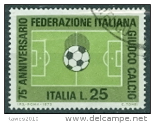 Italien 1973 25 L. Gest. Fussball Liga Fussballfeld Ball - Oblitérés