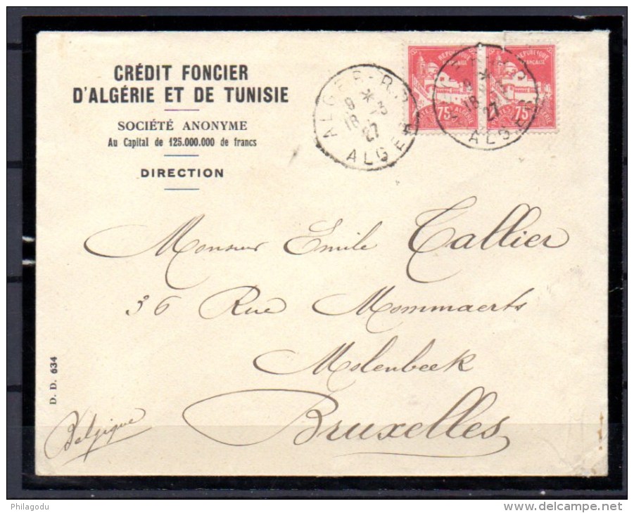 Lettre D’Alger Vers Bruxelles, Mosquée De La Pêcherie, Yvert  N° 49 - Covers & Documents