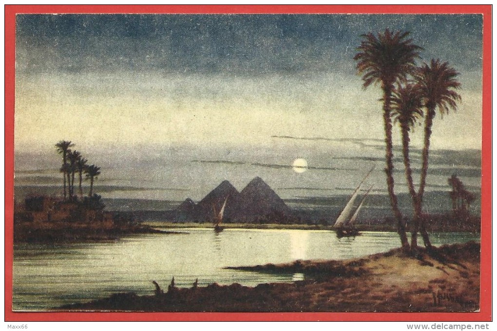 CARTOLINA NV EGITTO - Moonlight Scene Near The Pyramids Of GIZA - 9 X 14 - Gizeh